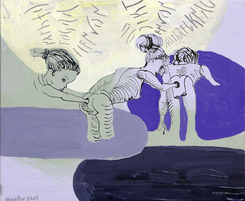 Landschaft (nach Fotografien von Objekten von Michael Knauth), l auf Leinwand, 31 x 38 cm