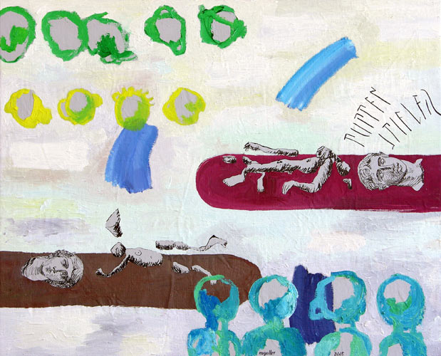 Puppenspieler dazwischen, 2005, l auf Leinwand, 65 x 80 cm