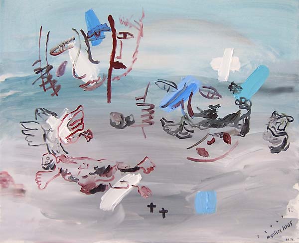 Puppenspieler im Koma (Gemeinschaftsarbeit mit Peter Piek), 2005, l auf Leinwand, 65 x 80 cm