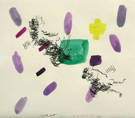 Tusche, Aquarell, 30 x 35 cm, Gemeinschaftsarbeit mit Peter Piek