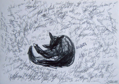 Murmel mit Songtext, Bleistift auf Papier, 30 x 42 cm