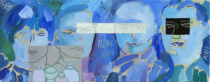 Gastmahl in Moskau (Knstlergruppe Querschlag), l auf Leinwand, 30 x 75 cm