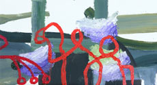 Landschaft und Menschen, l auf Holz, 3 x 18 x 33 cm