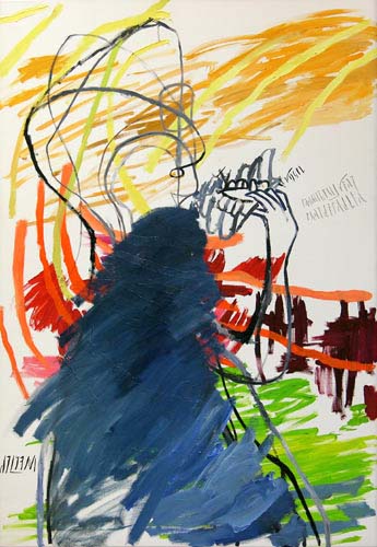Mensch und Vogel (Prometheus verzehrt den Adler), l auf Leinwand, 130 x 85 cm