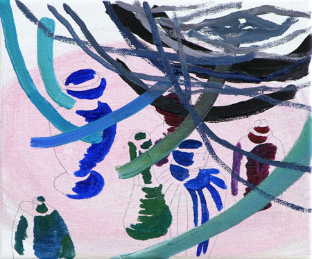 Stillleben mit blau, l auf Leinwand, 30 x 36 cm