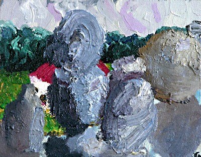 Stillleben mit grau, l auf Hartfaser, 24 x 30 cm