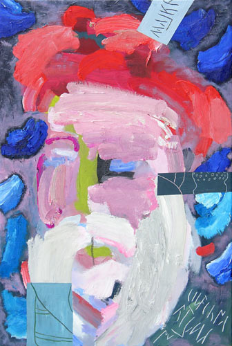 Weihnachtsmannmaske, l auf Leinwand, 72 x 49 cm