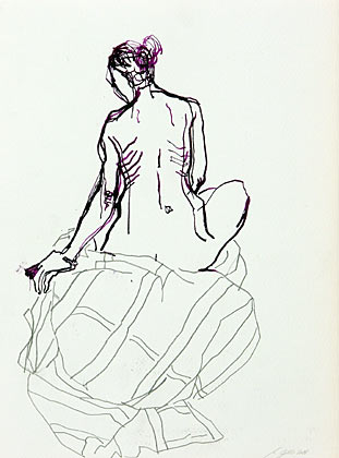 Akt, Tusche, Bleistift, 32 x 24 cm