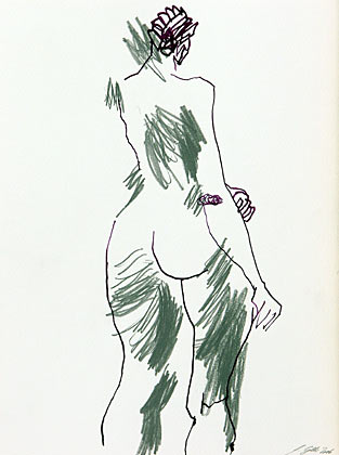 Akt, Tusche, Bleistift, 32 x 24 cm
