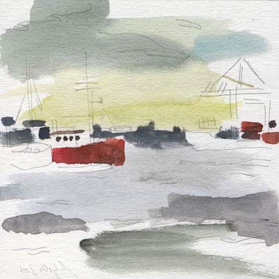 Hamburg Hafen, Aquarell, 20 x 20 cm