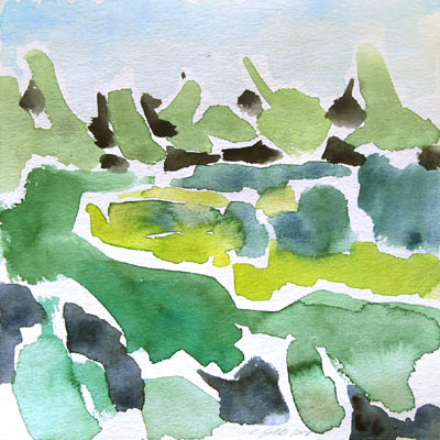 Landschaft, Aquarell, 20 x 20 cm