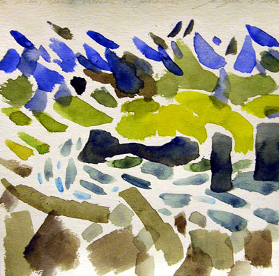 Landschaft, Aquarell, 20 x 20 cm