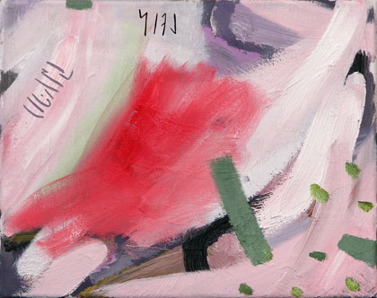 Leere Leinwand und Sessel, l auf Leinwand, 30 x 38 cm