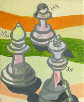 Schachfiguren, l auf Leinwand, 22 x 18 cm