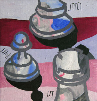 Schachfiguren, l auf Leinwand, 21 x 20 cm
