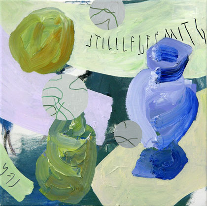 Stillleben mit grn, l auf Leinwand, 38 x 38 cm