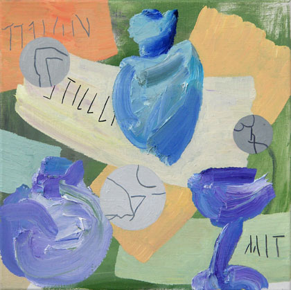 Stillleben mit violett, l auf Leinwand, 38 x 38 cm