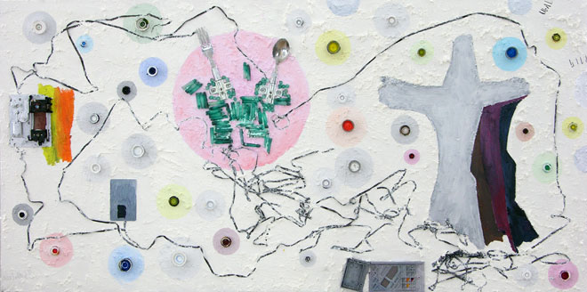 Waldbild, Assemblage, 60 x 120 cm