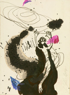 diag, Frabstifte, Tusche auf Papier, 19 x 15 cm