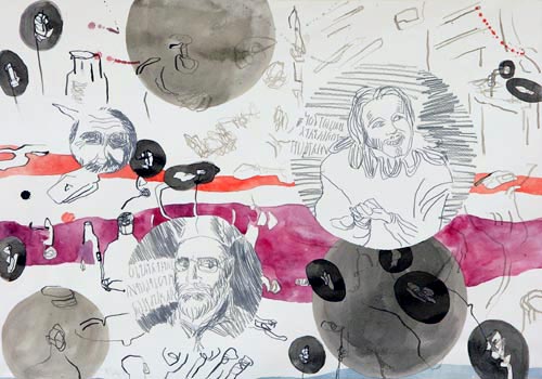 ohne Titel, Mischtechnik auf Papier, 47 x 67 cm