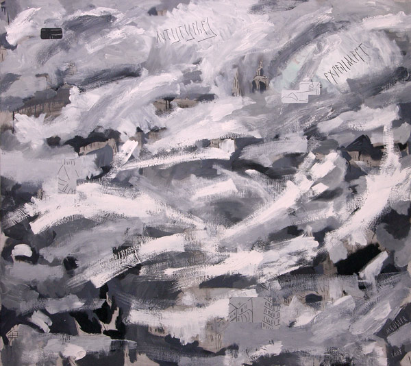 Autistisches Experiment (Landschaft mit Stadt), l auf Leinwand, 160 x 180 cm