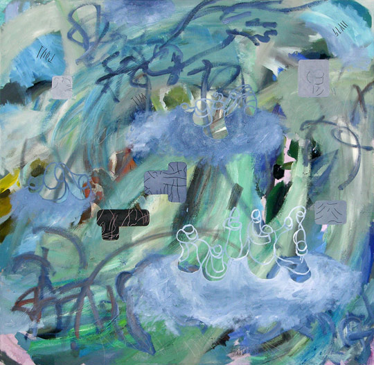 Boot mit blau, l auf Leinwand, 146 x 150 cm