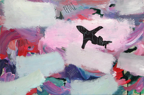 Pferd, Schwein, Delphin, l auf Leinwand, 60 x 90 cm