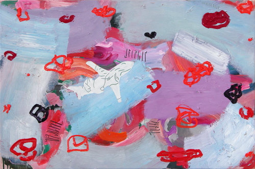 Pferd, Schwein, Delphin, l auf Leinwand, 60 x 90 cm
