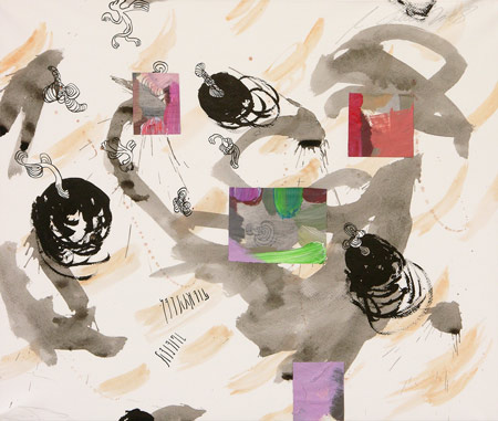 Die Kartenspieler (nach Paul Czanne), Mischtechnik auf Papier, 46 x 55 cm