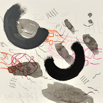 (ohne Titel), Mischtechnik auf Papier, 20 x 20 cm