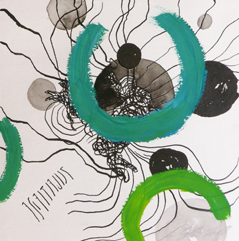 Mischtechnik auf Papier, 20 x 20 cm